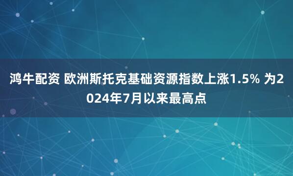 鸿牛配资 欧洲斯托克基础资源指数上涨1.5% 为2024年7月以来最高点