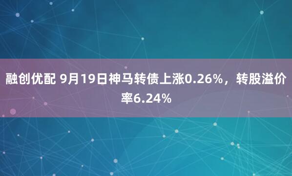 融创优配 9月19日神马转债上涨0.26%，转股溢价率6.24%