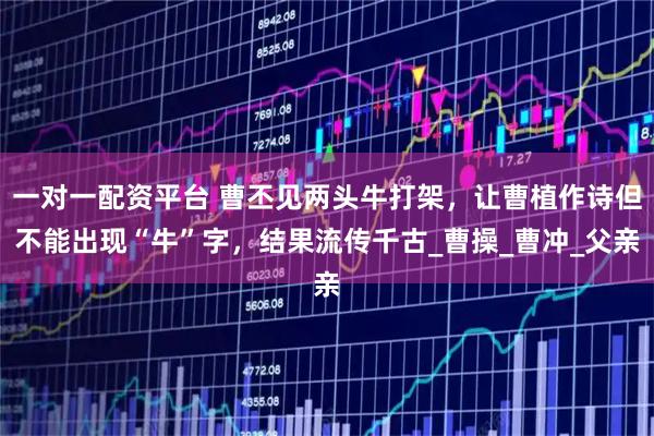 一对一配资平台 曹丕见两头牛打架，让曹植作诗但不能出现“牛”字，结果流传千古_曹操_曹冲_父亲